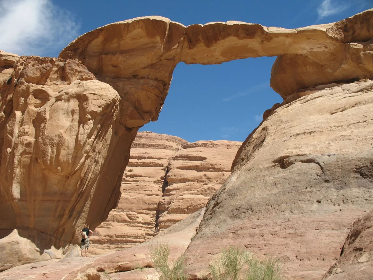 Burdah Rock Bridge seen on a Wadi Rum jeep tour with an overnight camp