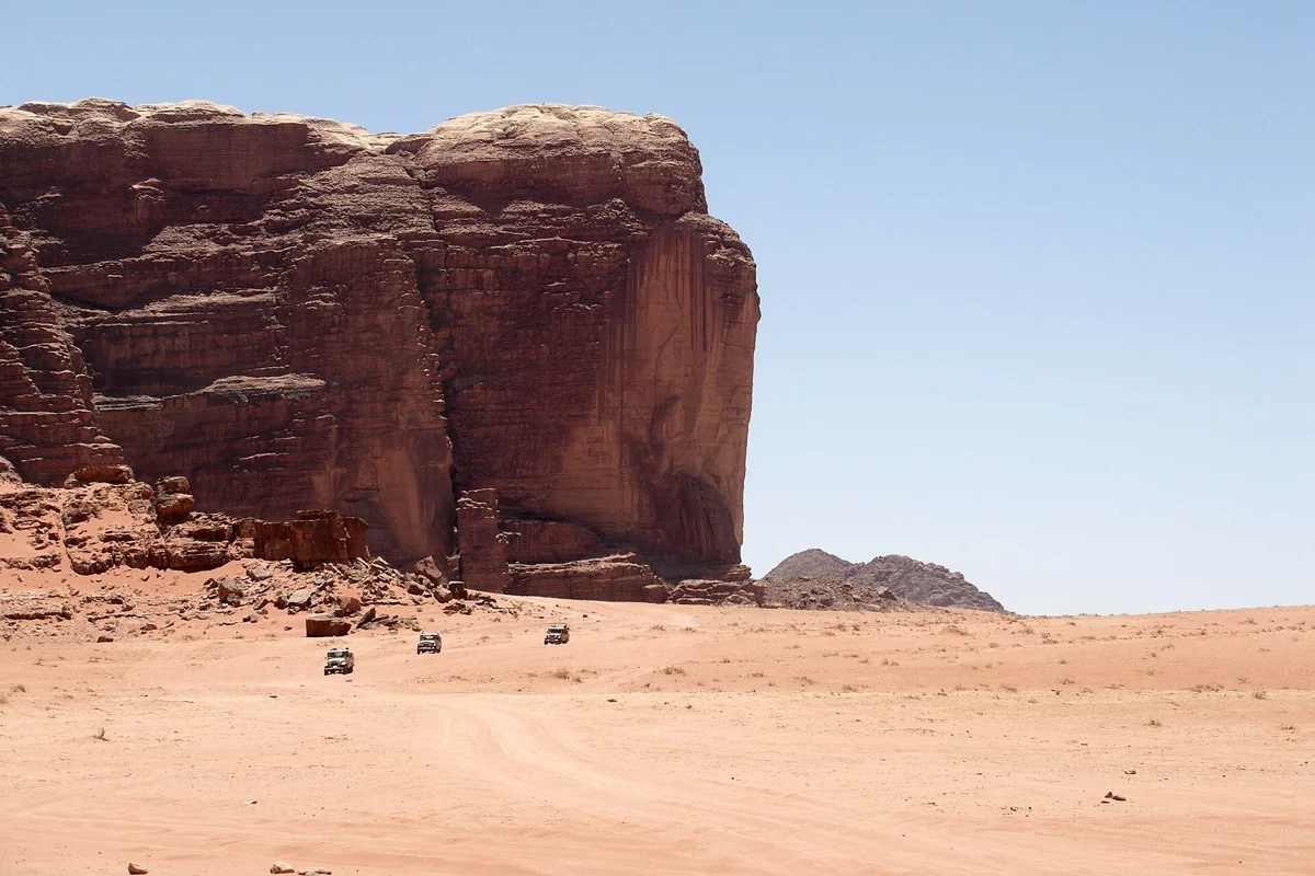 Jebel Khazali rising from the sand, part of the Lawrence of Arabia Wadi Rum landscape